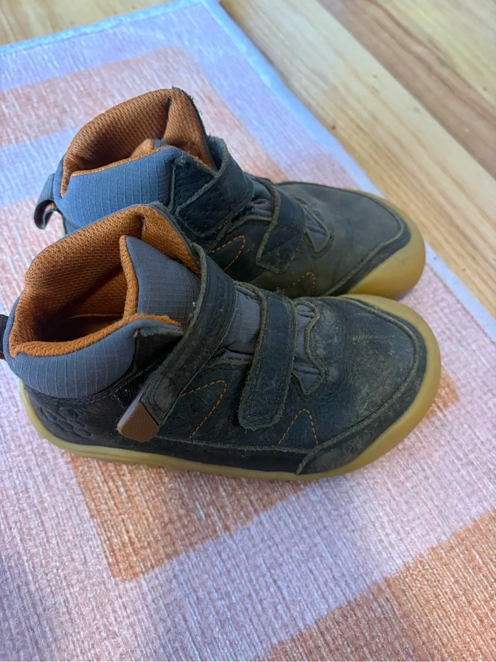 Vivo Barefoot Kids brown Velcro Boots with Tan Lining